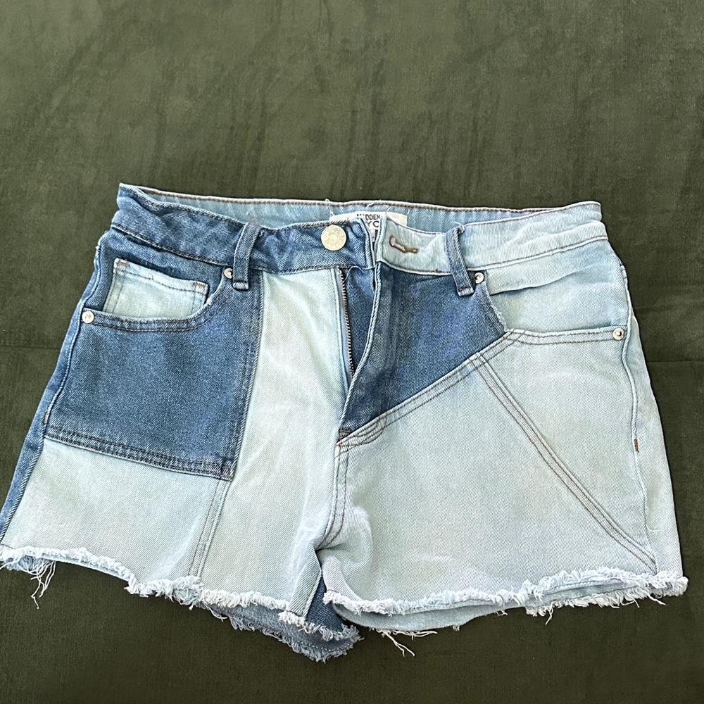 Madden NYC Patchwork Blue Jean Shorts
